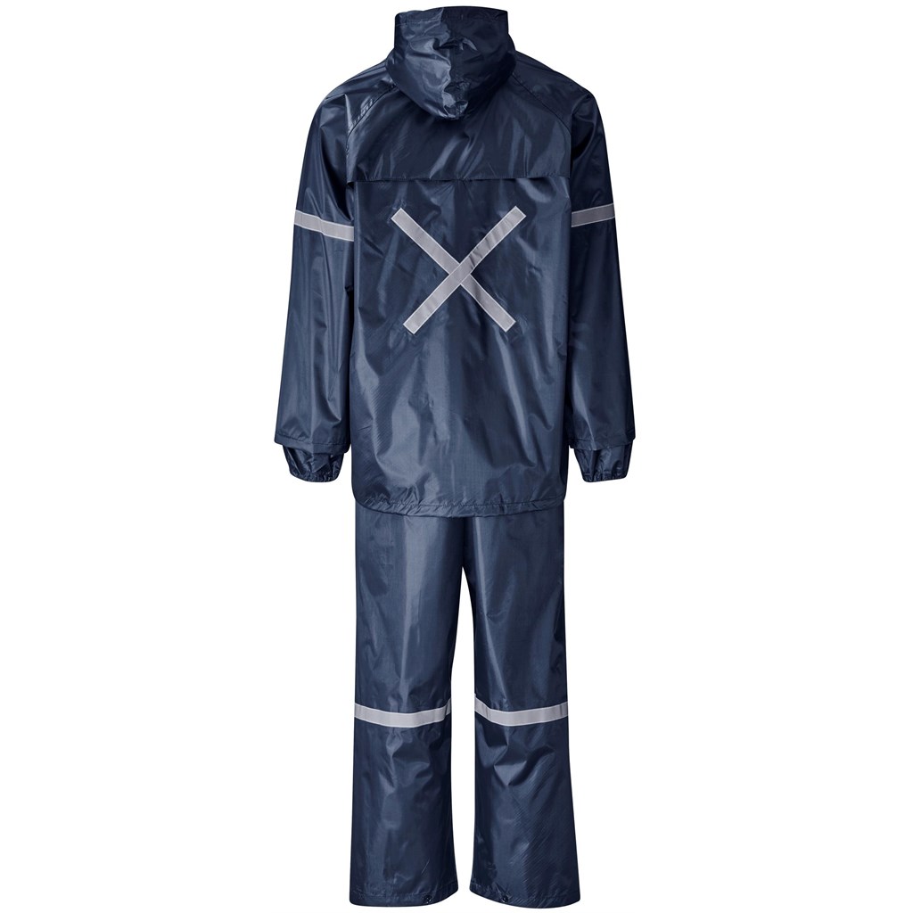 Outdoor Hi-Viz Reflective Polyester/PVC Rainsuit - Navy - Image 2