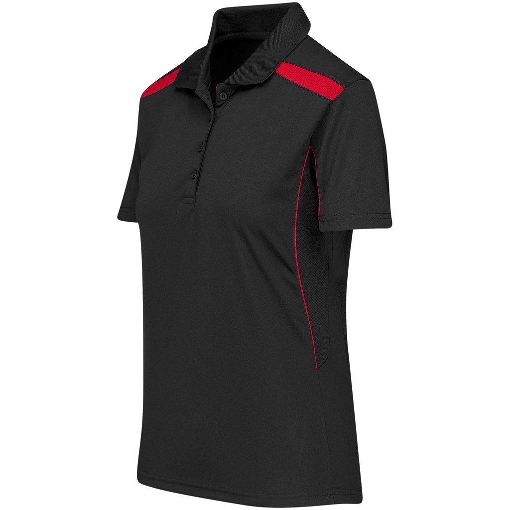 Ladies United Golf Shirt - Black Red - Image 3