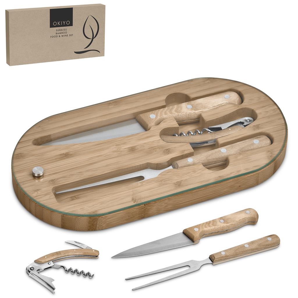 Okiyo Suraisu Bamboo Food & Wine Set - Image 4