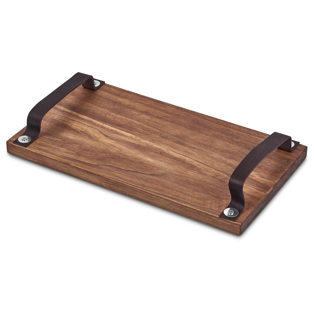 Serendipio Large Farm Style Wooden Tray with Leather Straps - Image 2