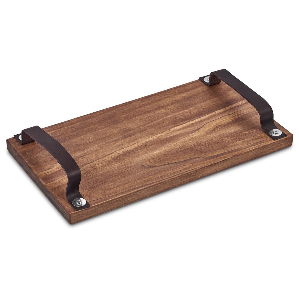 Serendipio Large Farm Style Wooden Tray with Leather Straps - Image 4